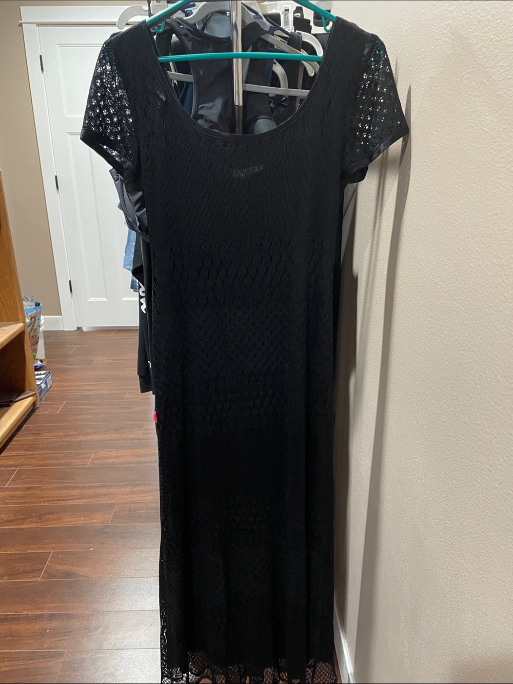 Vintage 90’s Breakin’ Loose Black Formal Maxi Dress with Short Sleeves